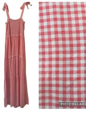 BeBop Be you be free gingham maxi dress Pink White Large